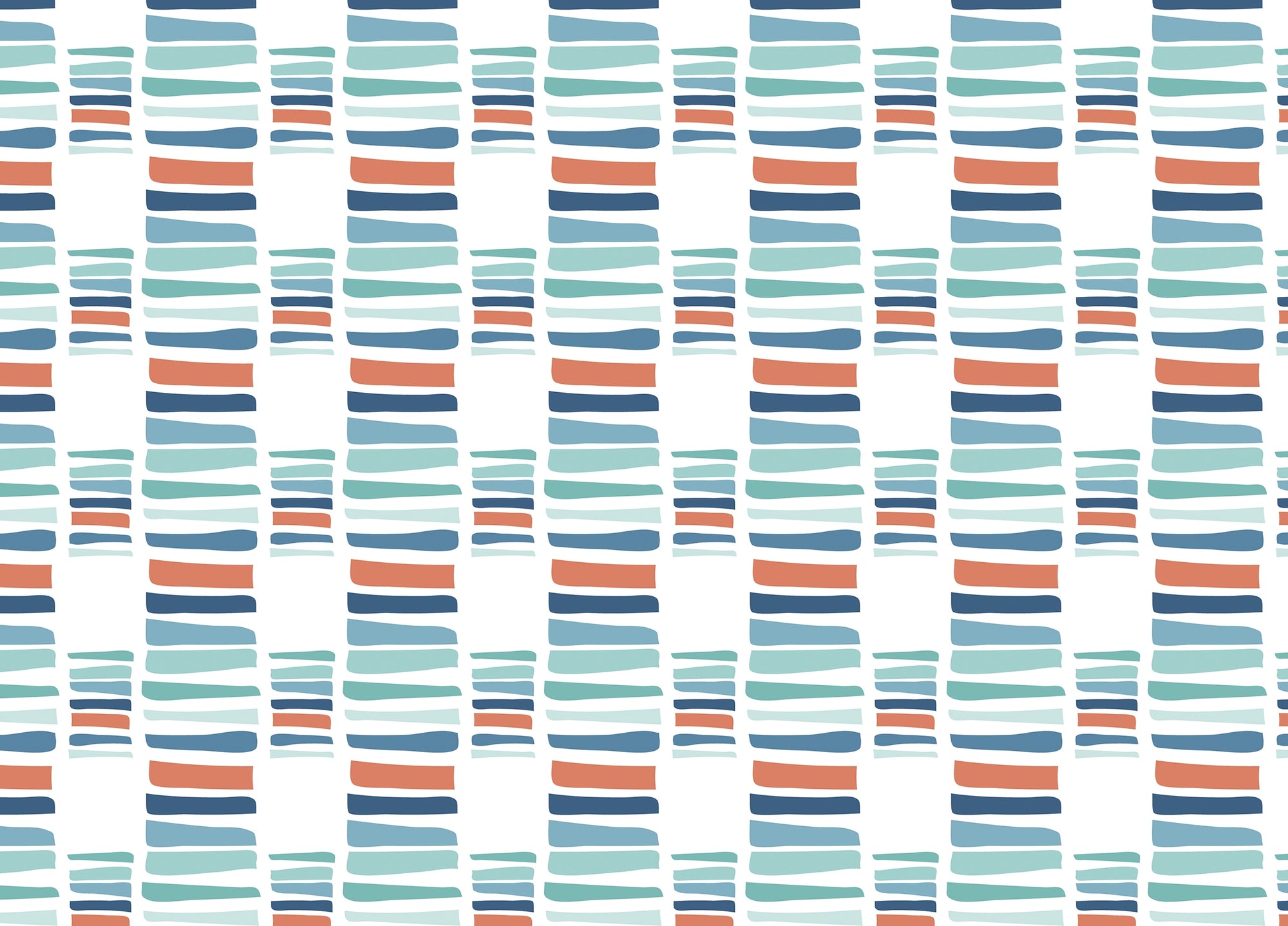 Hand Drawn Textured Maritime Stripes Colorful Wallpaper