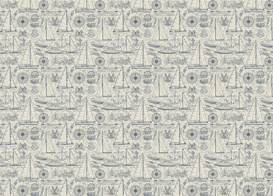 Vintage Sailboat and Yachting Elements Collage Nautical Wallpaper