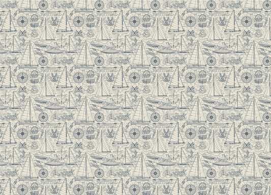 Vintage Sailboat and Yachting Elements Collage Nautical Wallpaper