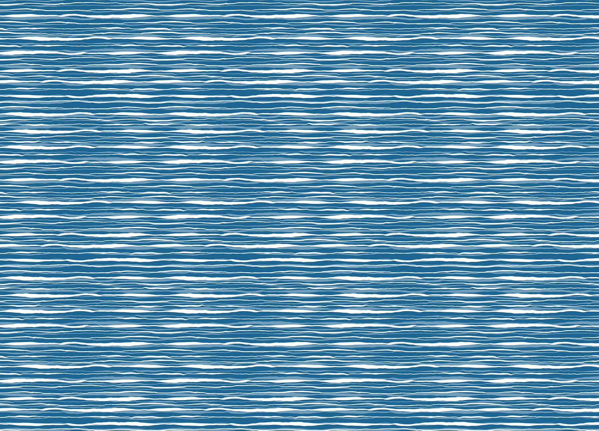 Vector Blue Ocean Waves Hand Drawn Water Stripes Tile Wallpaper