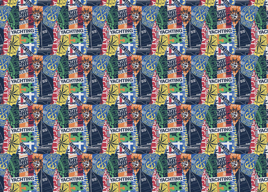 Vintage Nautical Style Marine Sailing Colorful Wallpaper