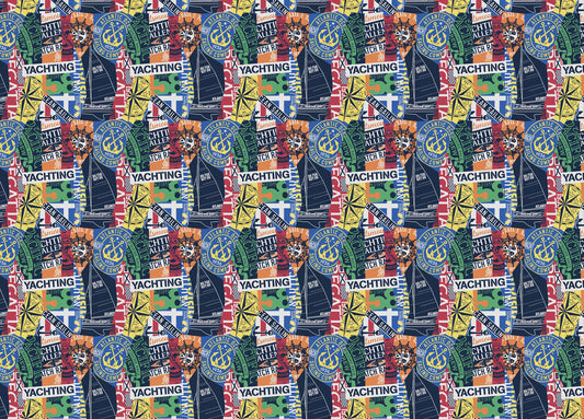 Vintage Nautical Style Marine Sailing Colorful Wallpaper