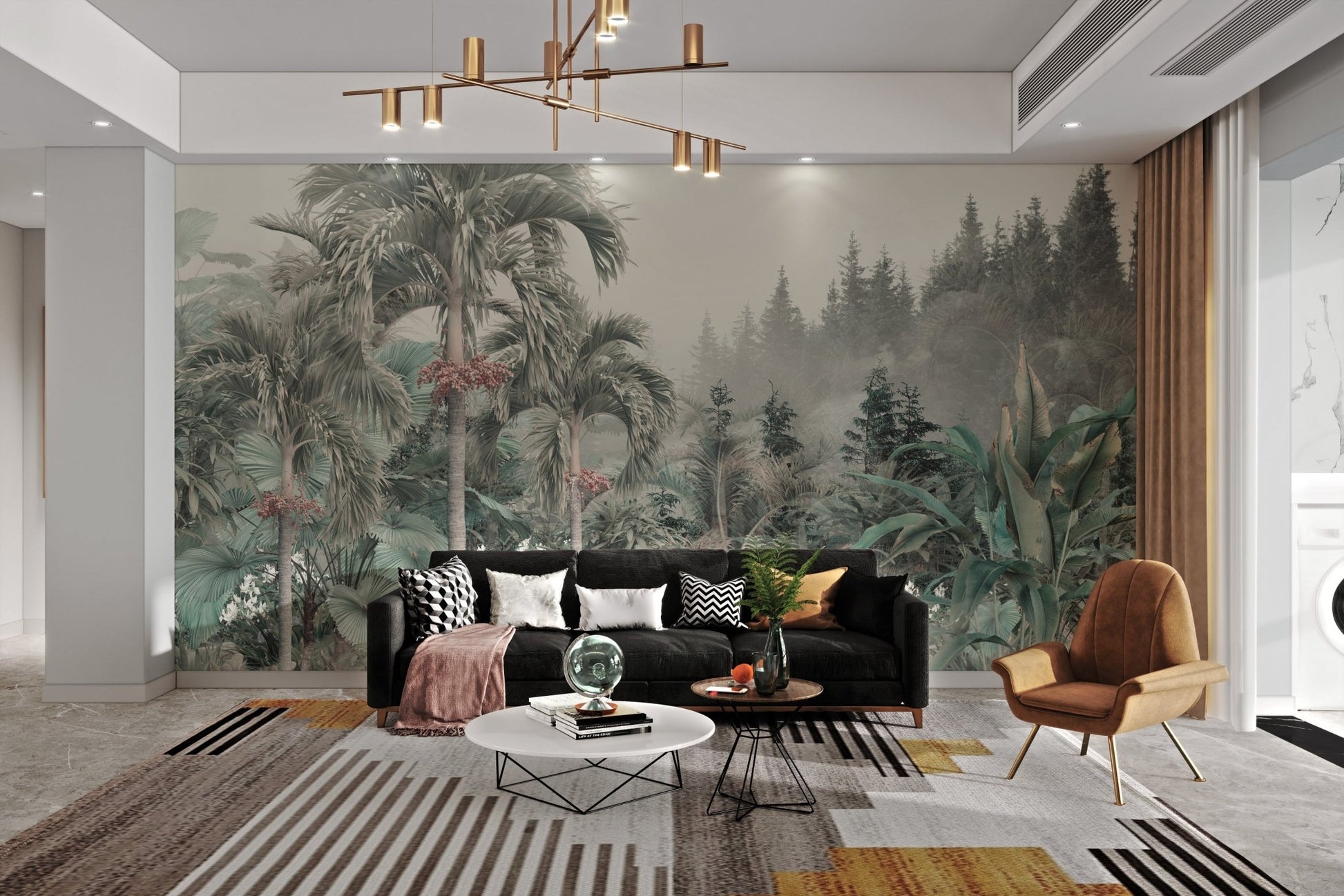 Botanical Cuban royal palm wall mural for a professional office wall.