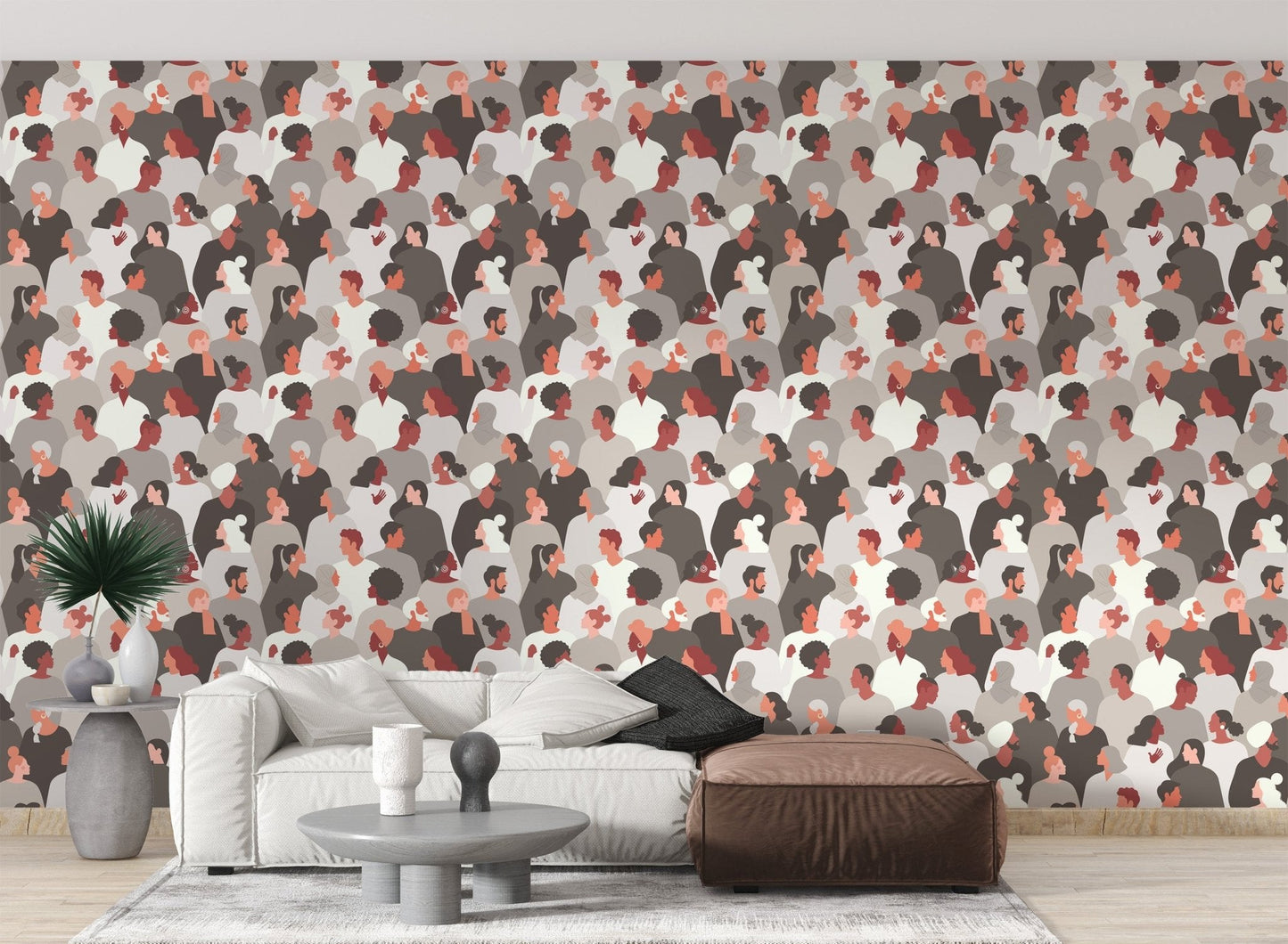 Cultural melange mosaic wallpaper balanced color composition.