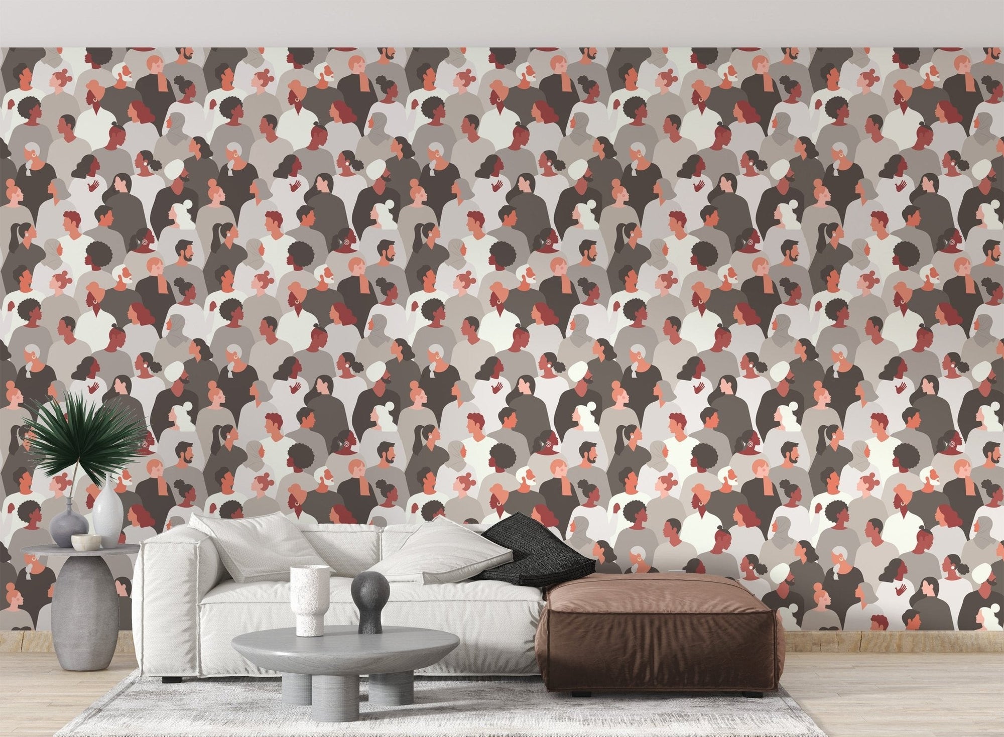 Cultural melange mosaic wallpaper balanced color composition.