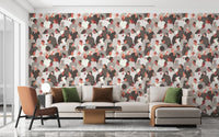 Contemporary mosaic wallpaper with soft brown and gray color palette.