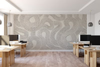Abstract grey sketched line wall mural fitting an industrial office workspace