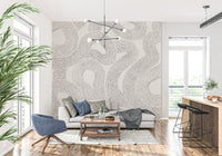 Organic sketch pattern wall mural designed for a modern apartment.