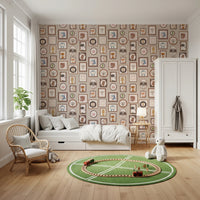 Cute hand-drawn safari animals in frames wall murals.