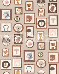 Artistic zoo animal frames repeat pattern wall murals.
