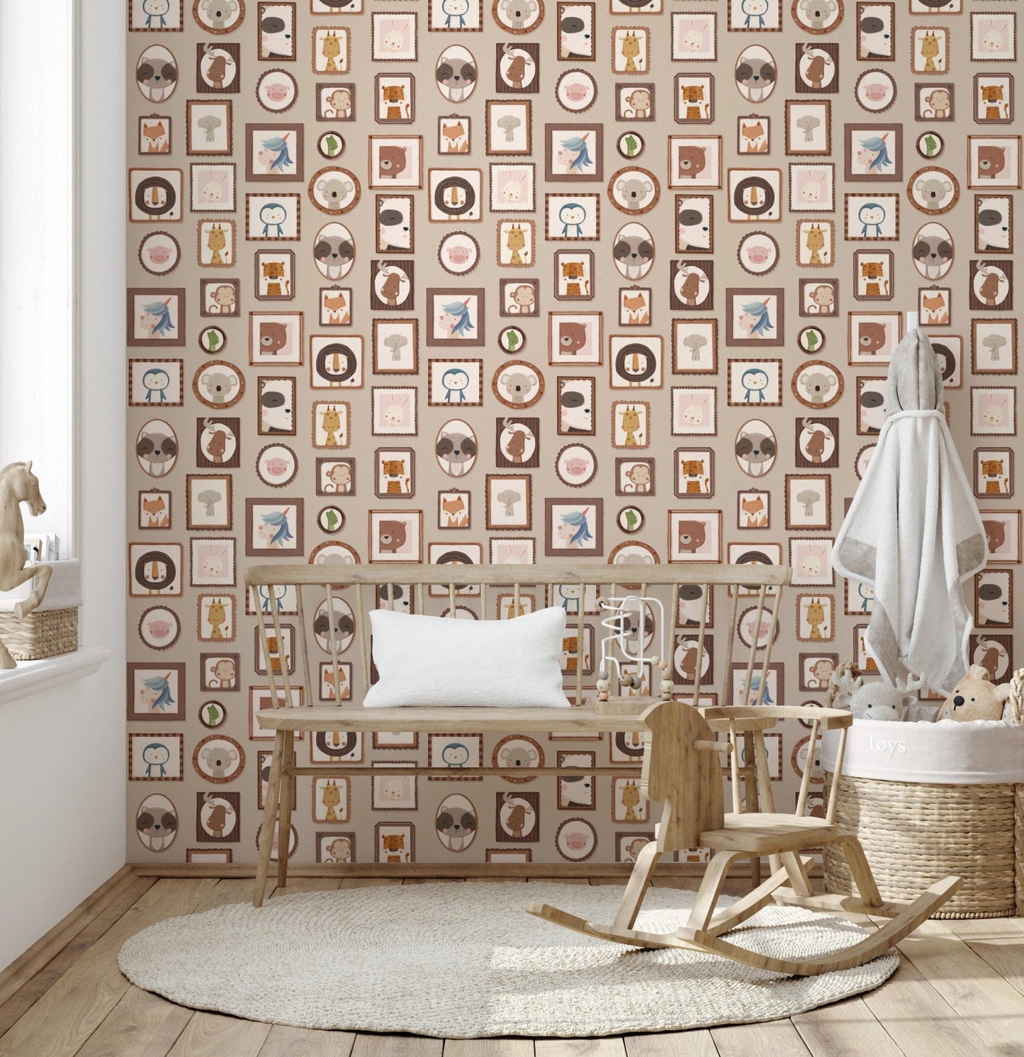 Decorative framed pets and wildlife wallpaper murals.