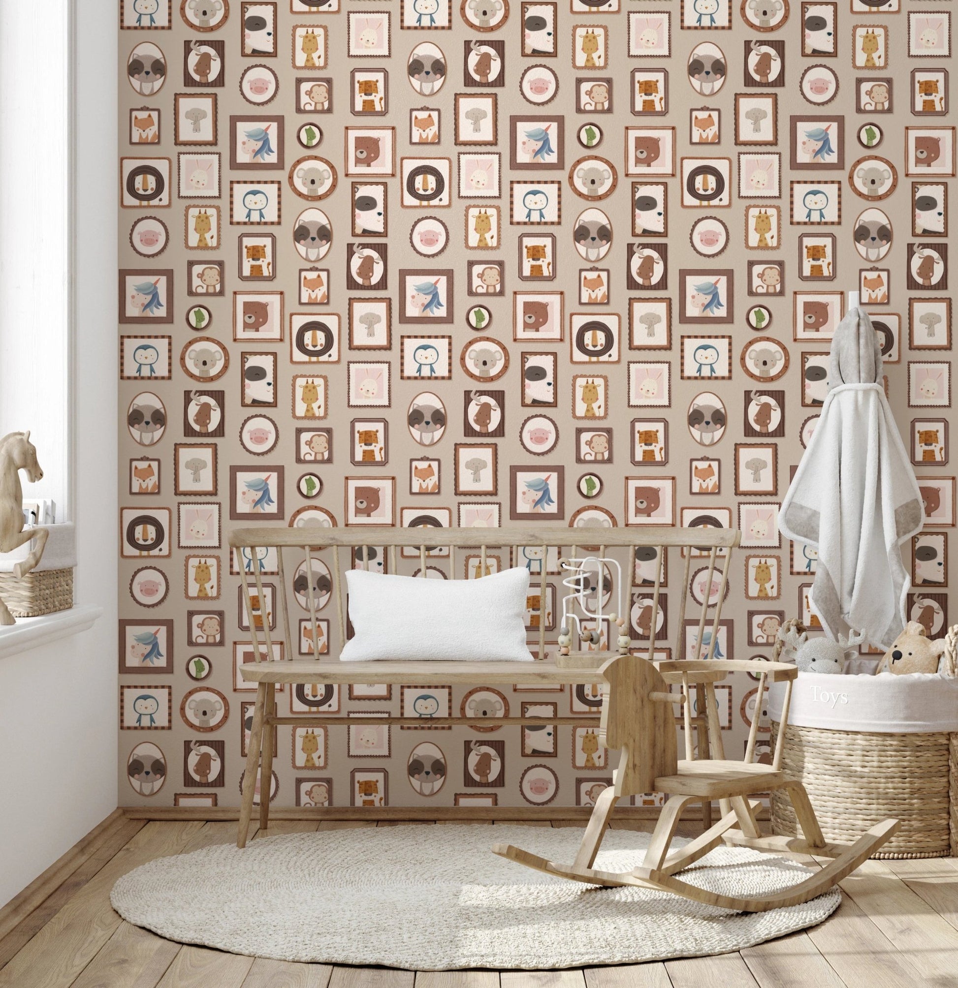 Decorative framed pets and wildlife wallpaper murals.