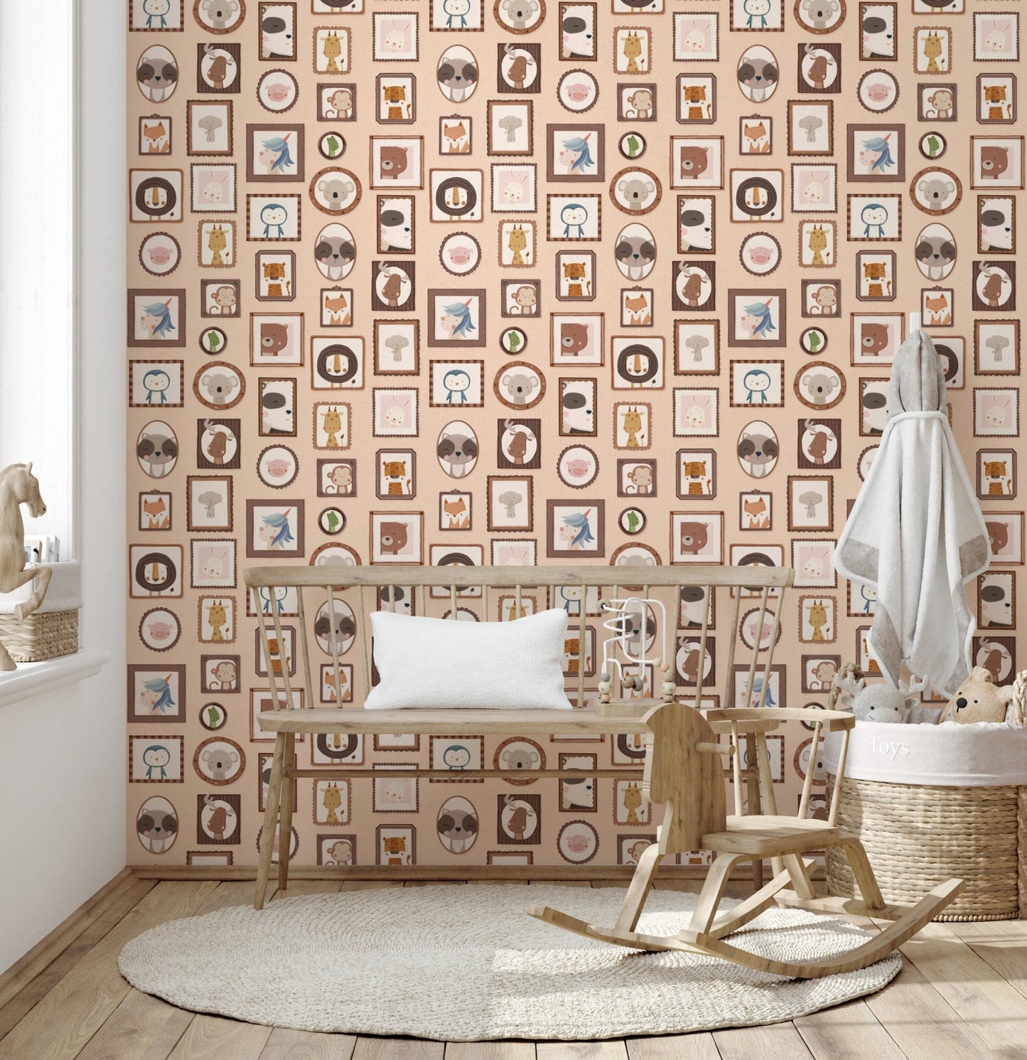 Playful woodland and jungle friends wallpaper murals.