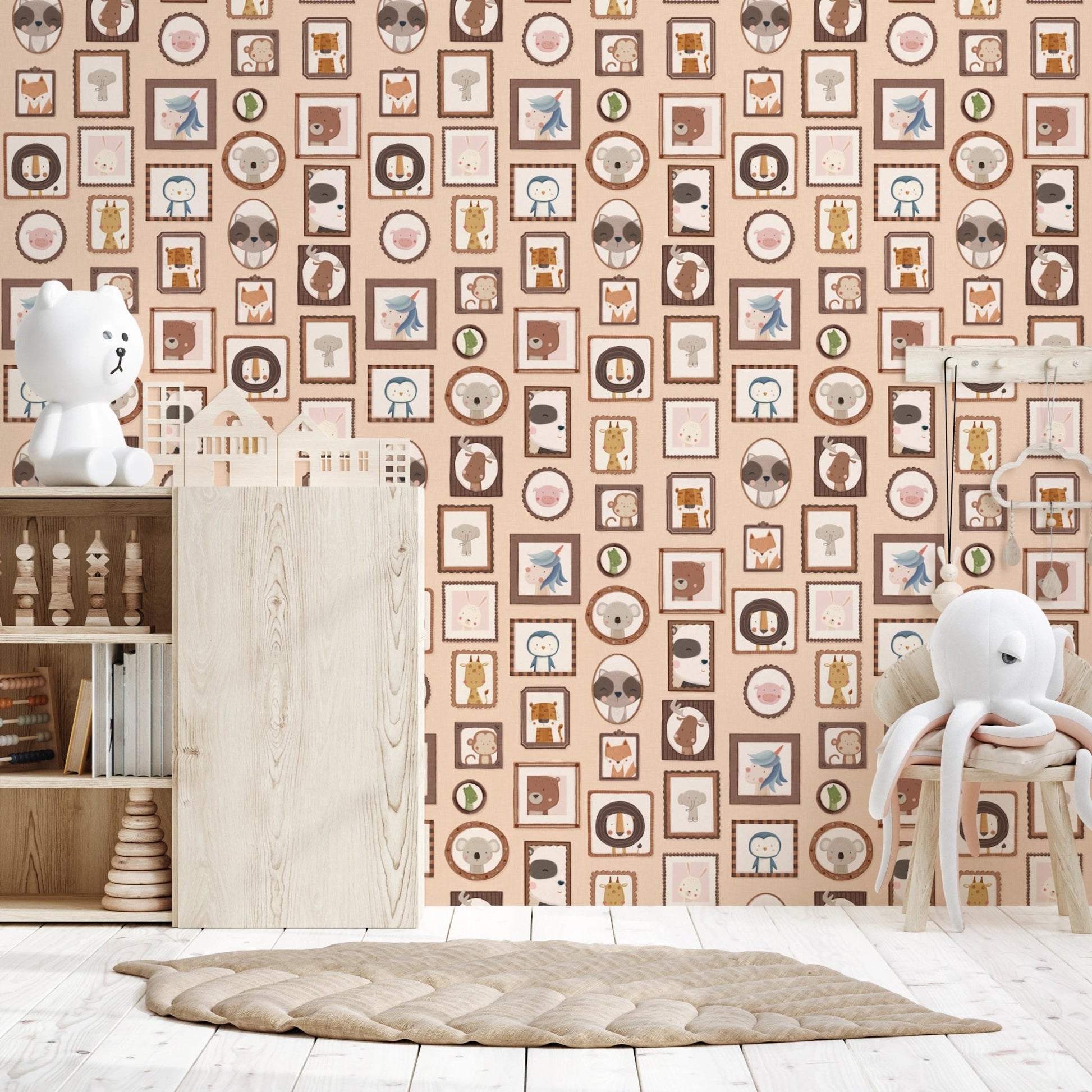 Artistic framed animal pattern used in wallpaper murals.