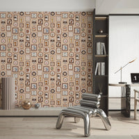 Minimalist framed animal faces on custom wall murals.