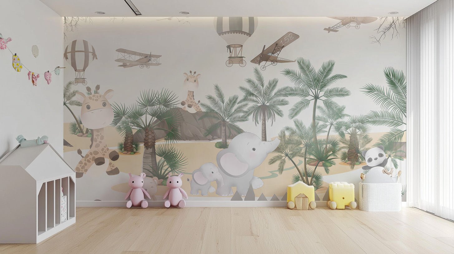 Cute Animal Safari Wall Mural - Wallanza