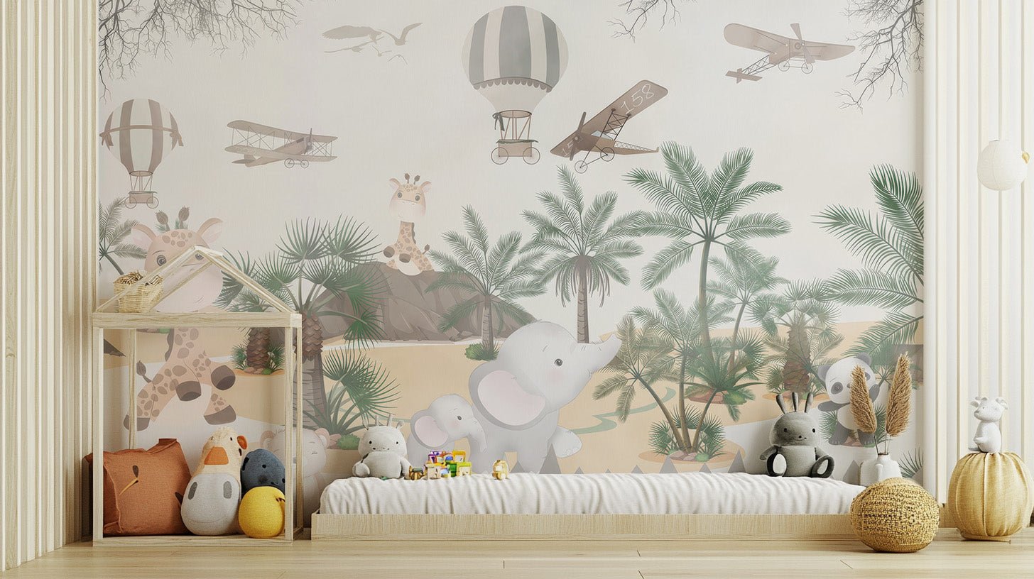 Cute Animal Safari Wall Mural - Wallanza