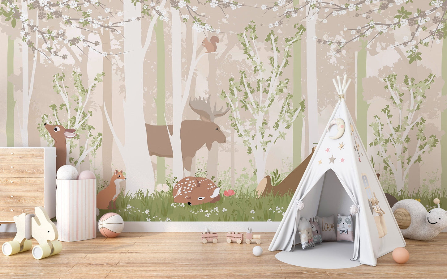 Cute Wildlife Wallpaper Mural - Wallanza