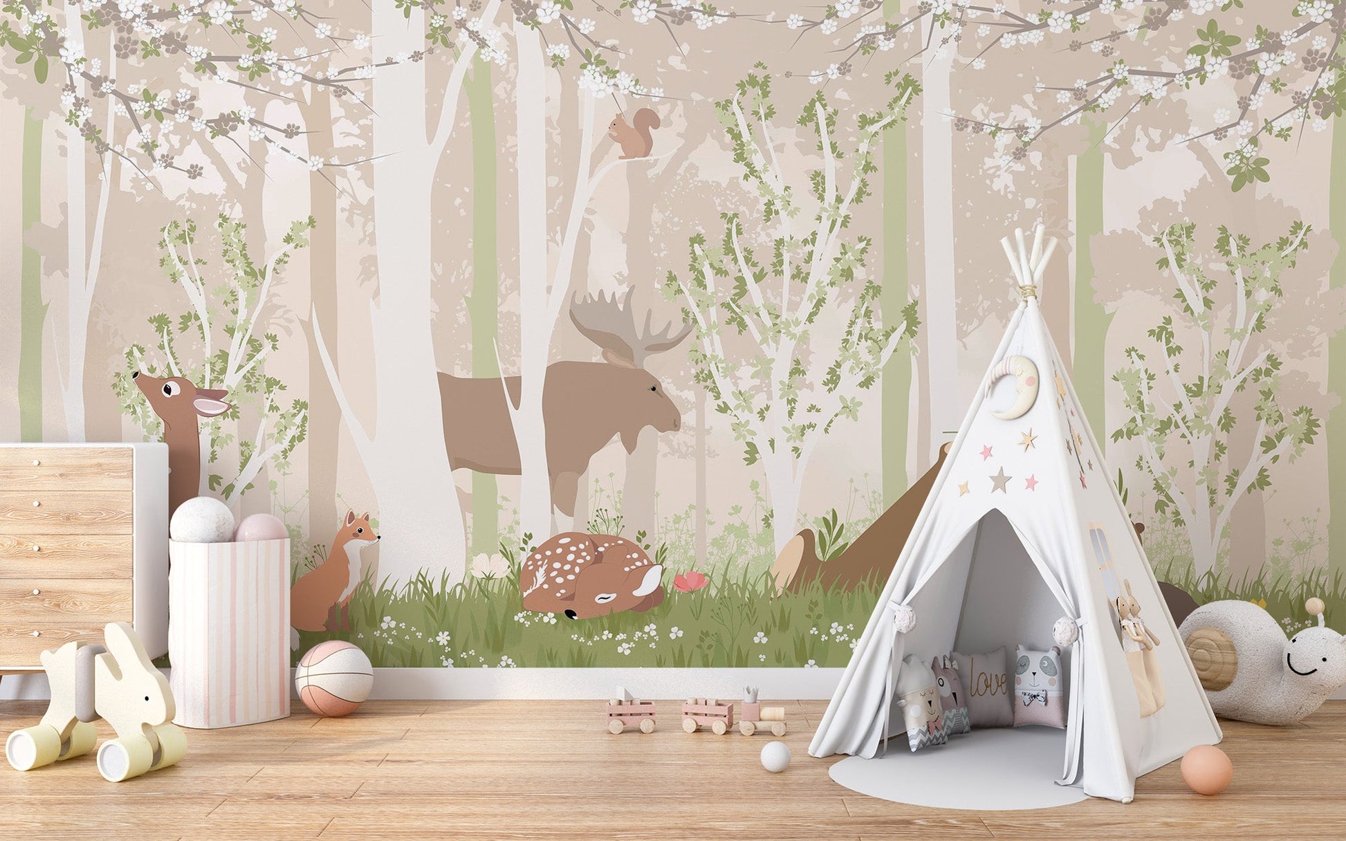 Cute Wildlife Wallpaper Mural - Wallanza
