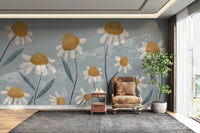Floral wall art featuring large white daisies