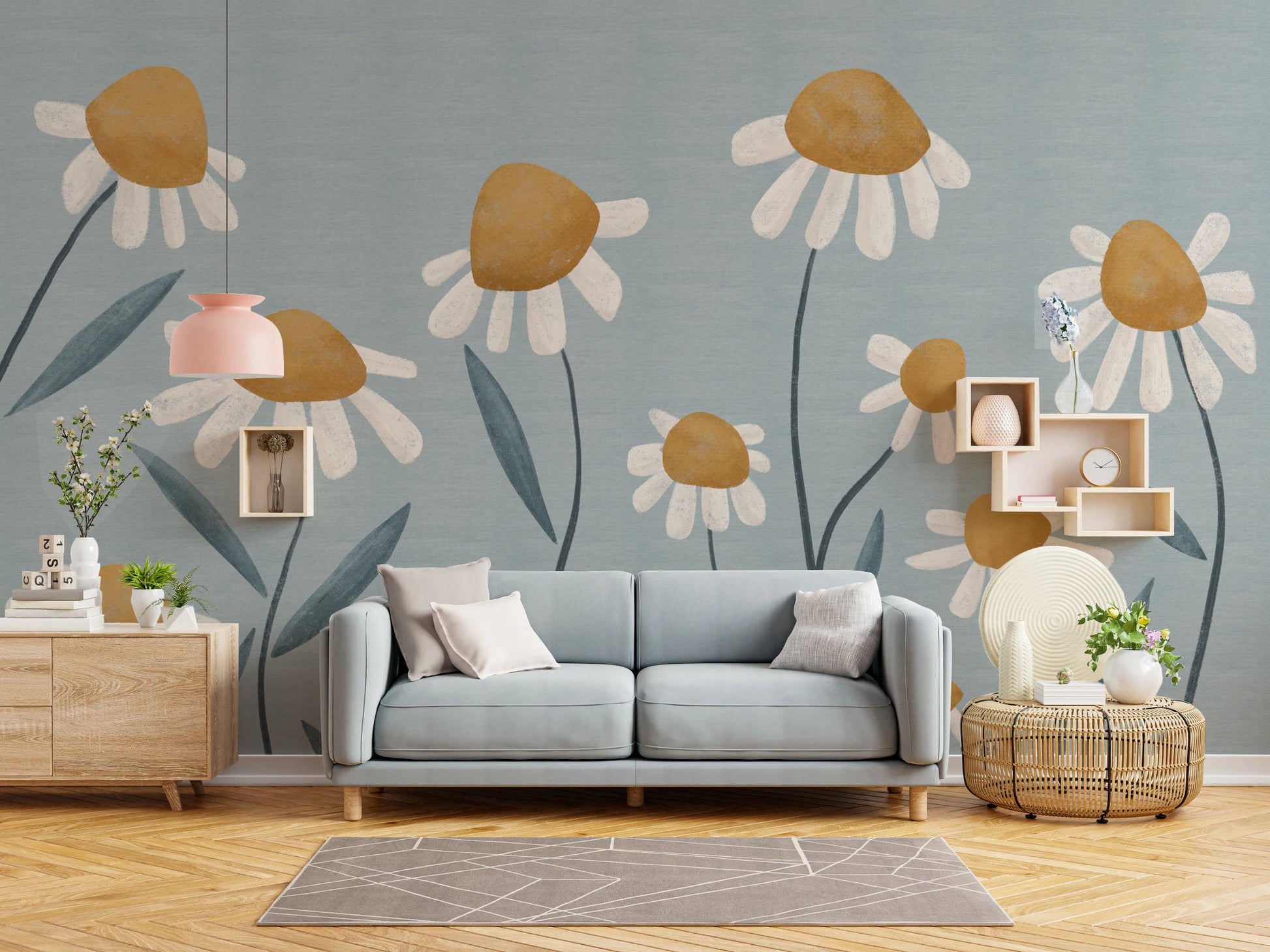 Marta Daisy Dreams hand-painted flower mural