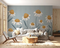 Whimsical daisy field wall art by Marta