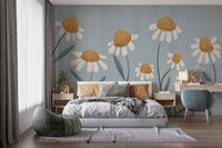 Modern daisy illustration wall mural design