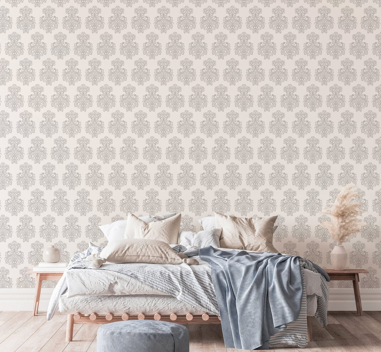 Damask Textured Repeat Pattern Removable Wallpaper