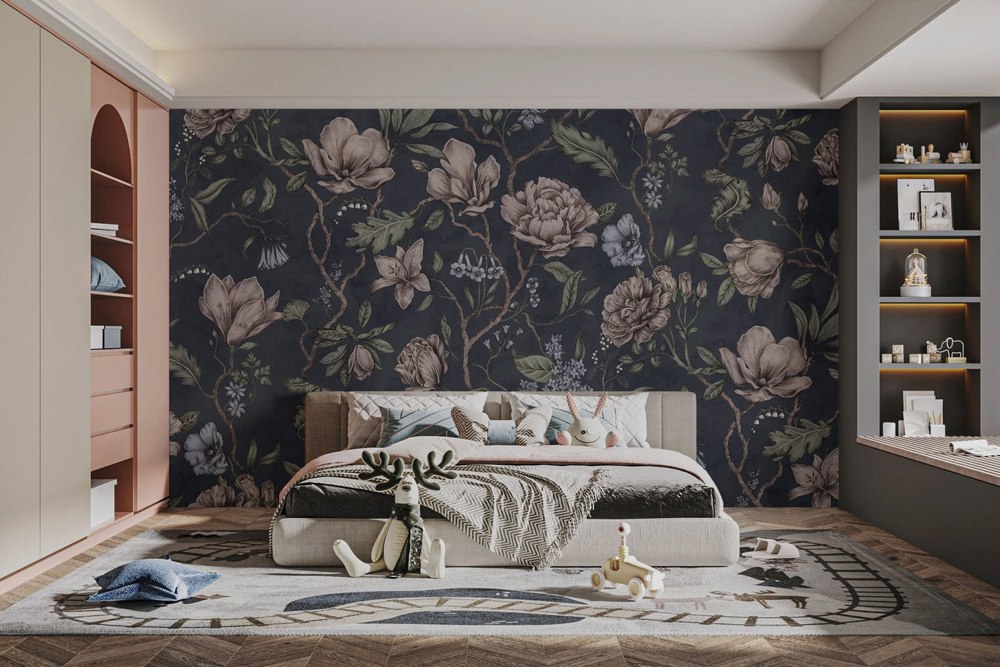 Dark Blue Chinoiserie Wall Mural - Wallanza