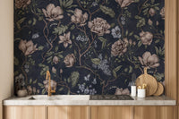 Dark Blue Chinoiserie Wall Mural - Wallanza