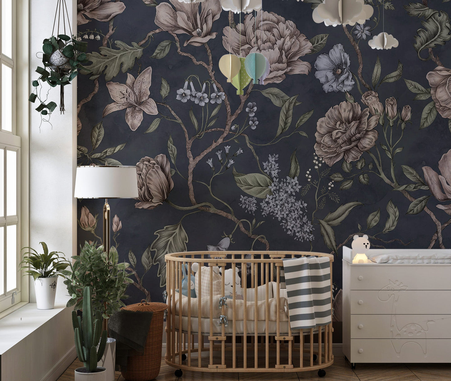 Dark Blue Chinoiserie Wall Mural - Wallanza
