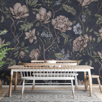 Dark Blue Chinoiserie Wall Mural - Wallanza