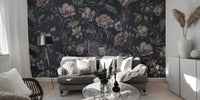 Dark Blue Chinoiserie Wall Mural - Wallanza