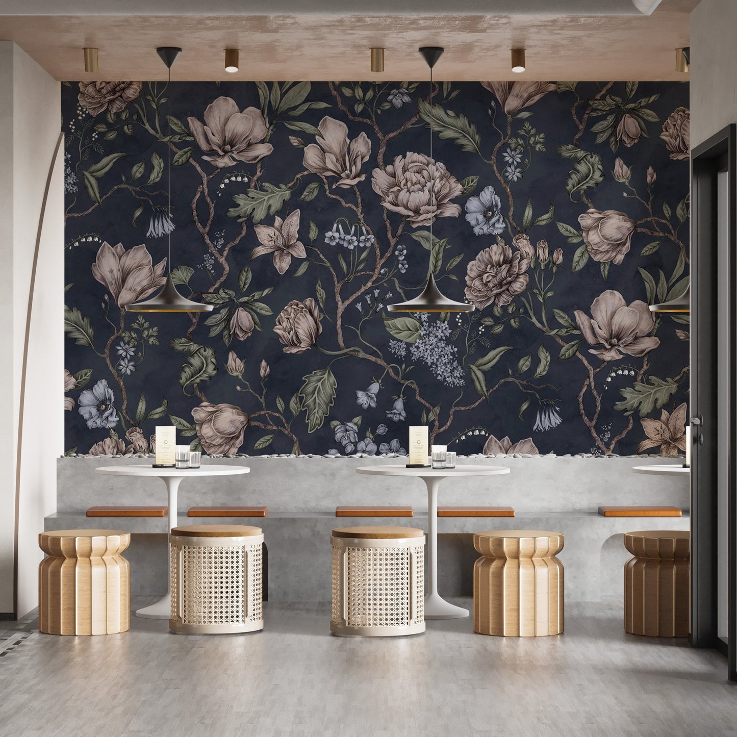 Dark Blue Chinoiserie Wall Mural - Wallanza