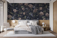 Dark Blue Chinoiserie Wall Mural - Wallanza