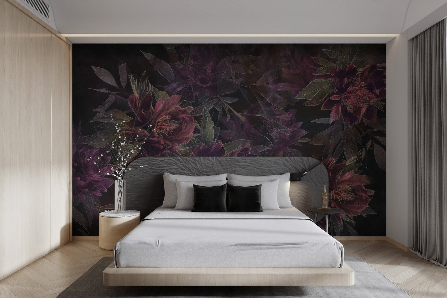 Dark Floral Botanical Wallpaper - Wallanza