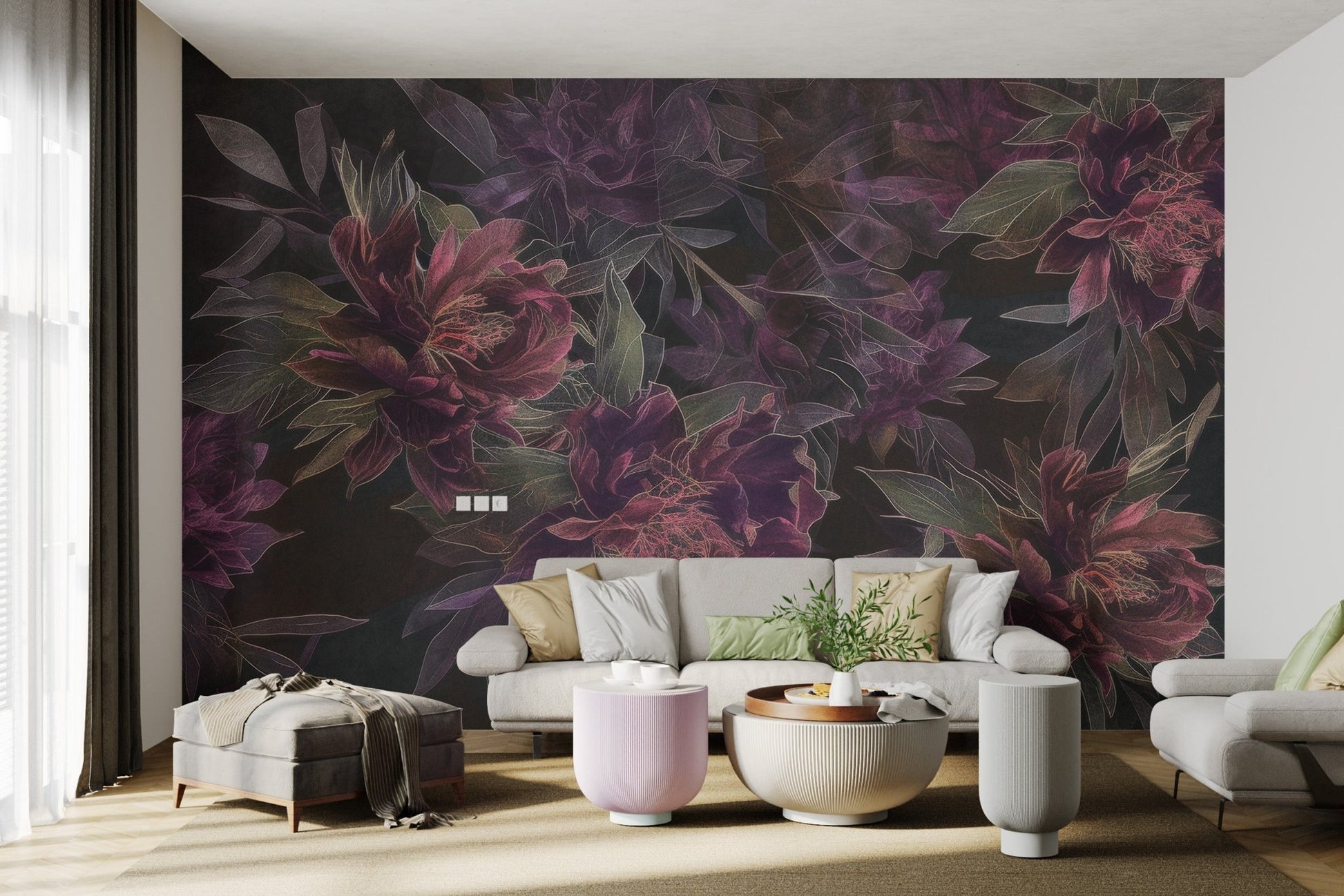 Dark Floral Botanical Wallpaper - Wallanza