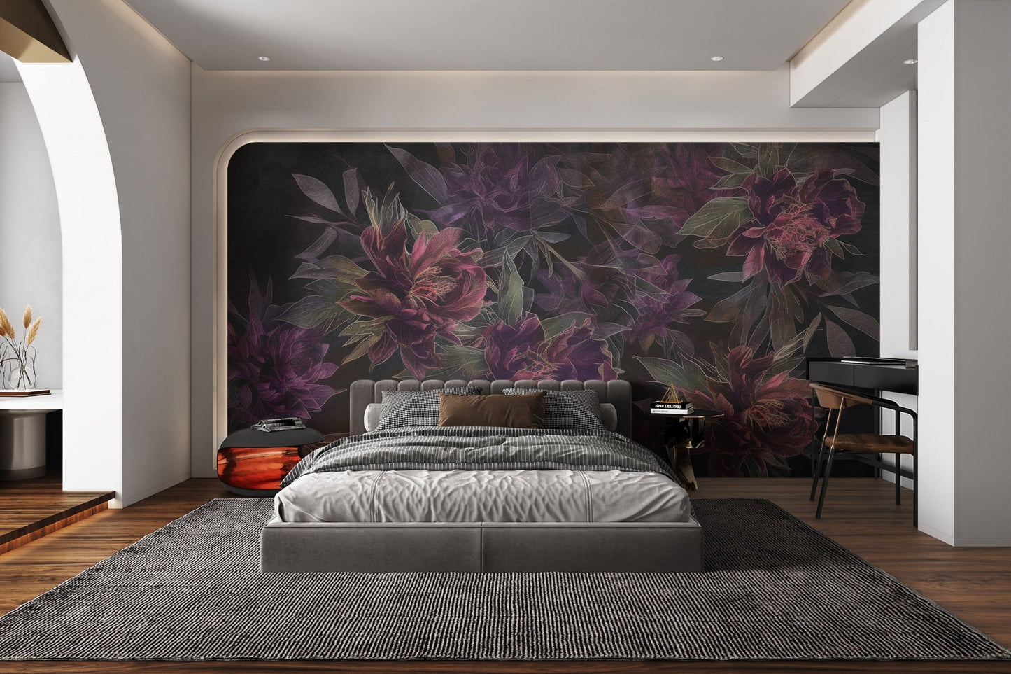 Dark Floral Botanical Wallpaper - Wallanza