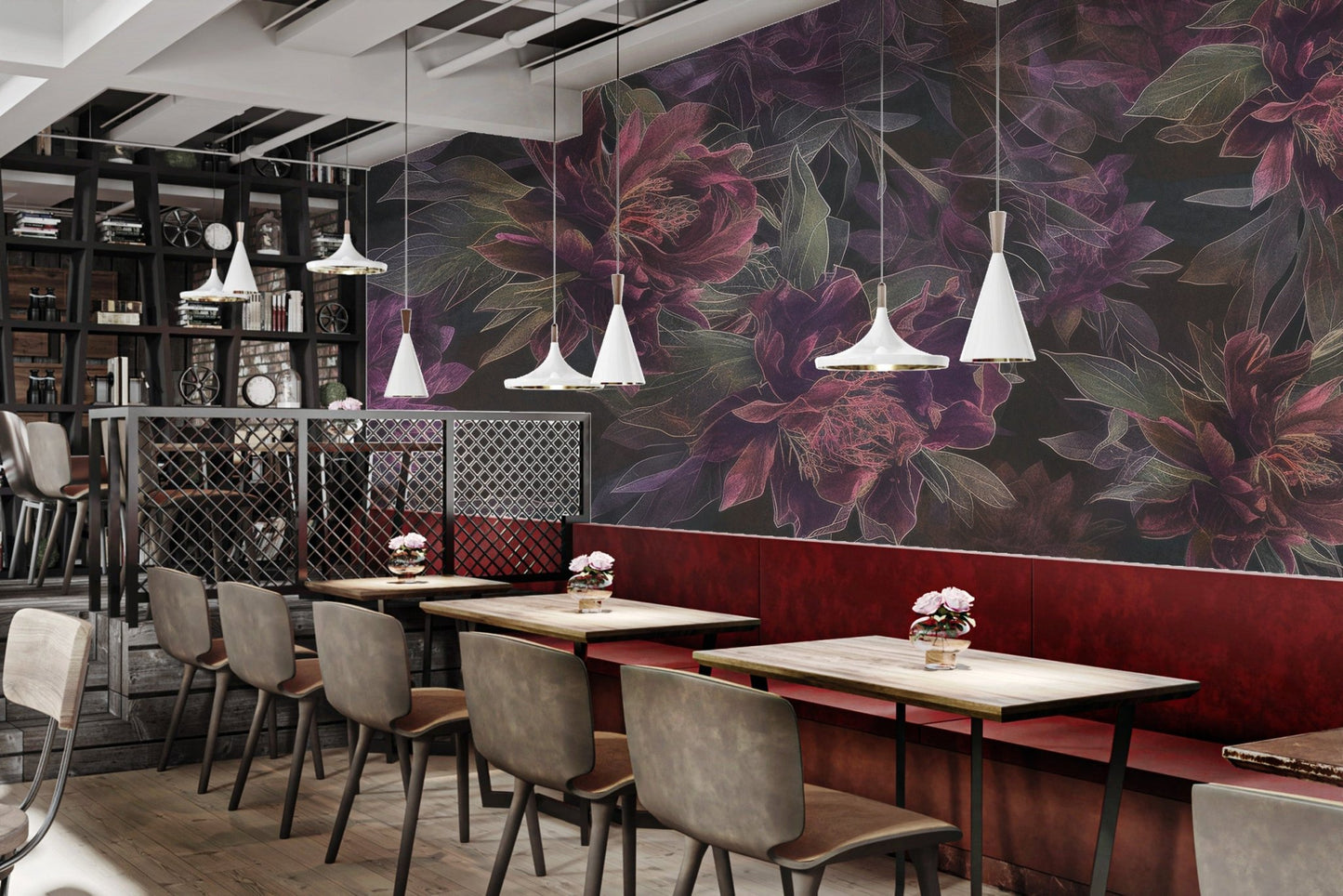 Dark Floral Botanical Wallpaper - Wallanza