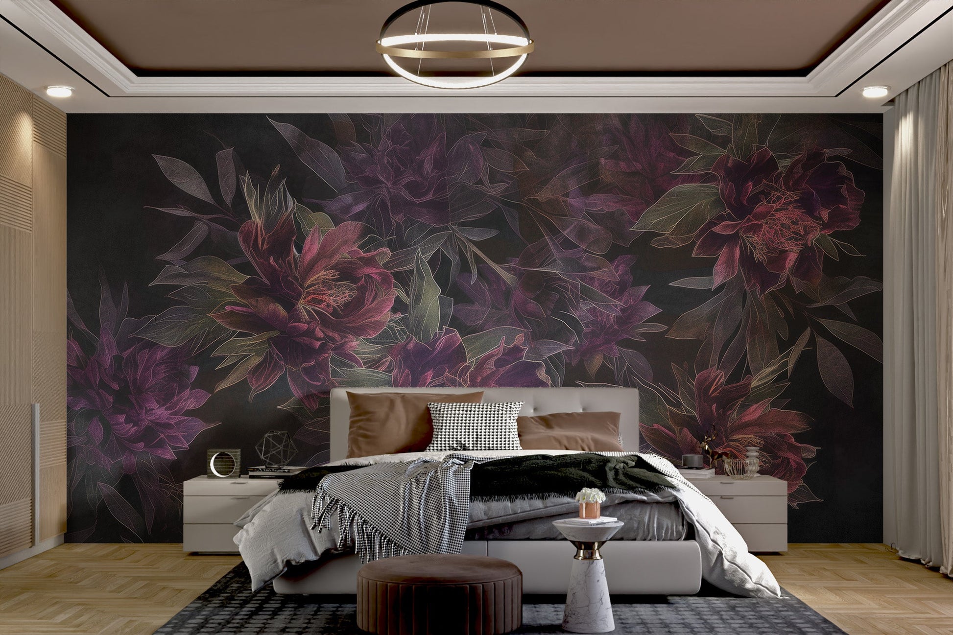 Dark Floral Botanical Wallpaper - Wallanza
