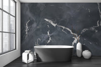 Dark Gray Terrazzo Natural Granite Marble Mural in bathroom.