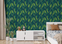 Dark Green Color Banana Leaves Wallpaper - Wallanza