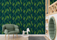 Dark Green Color Banana Leaves Wallpaper - Wallanza