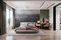 Black and gray layered wall mural with raw brushed finish.