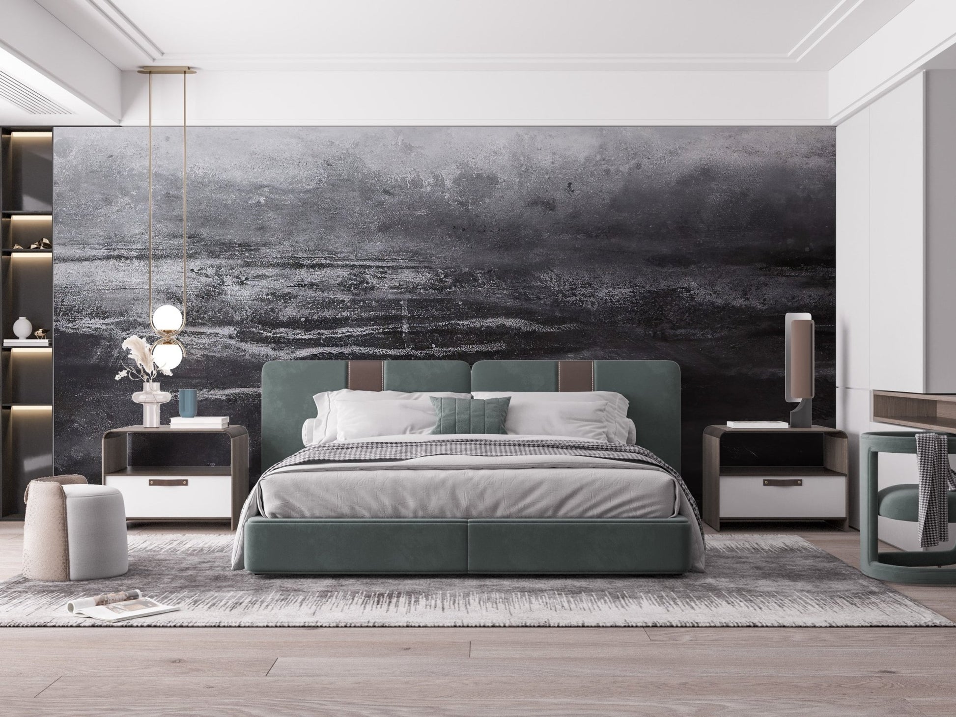 Charcoal gray distressed texture grunge wall mural wallpaper.