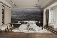 Contemporary charcoal wall mural with artistic grunge pattern.