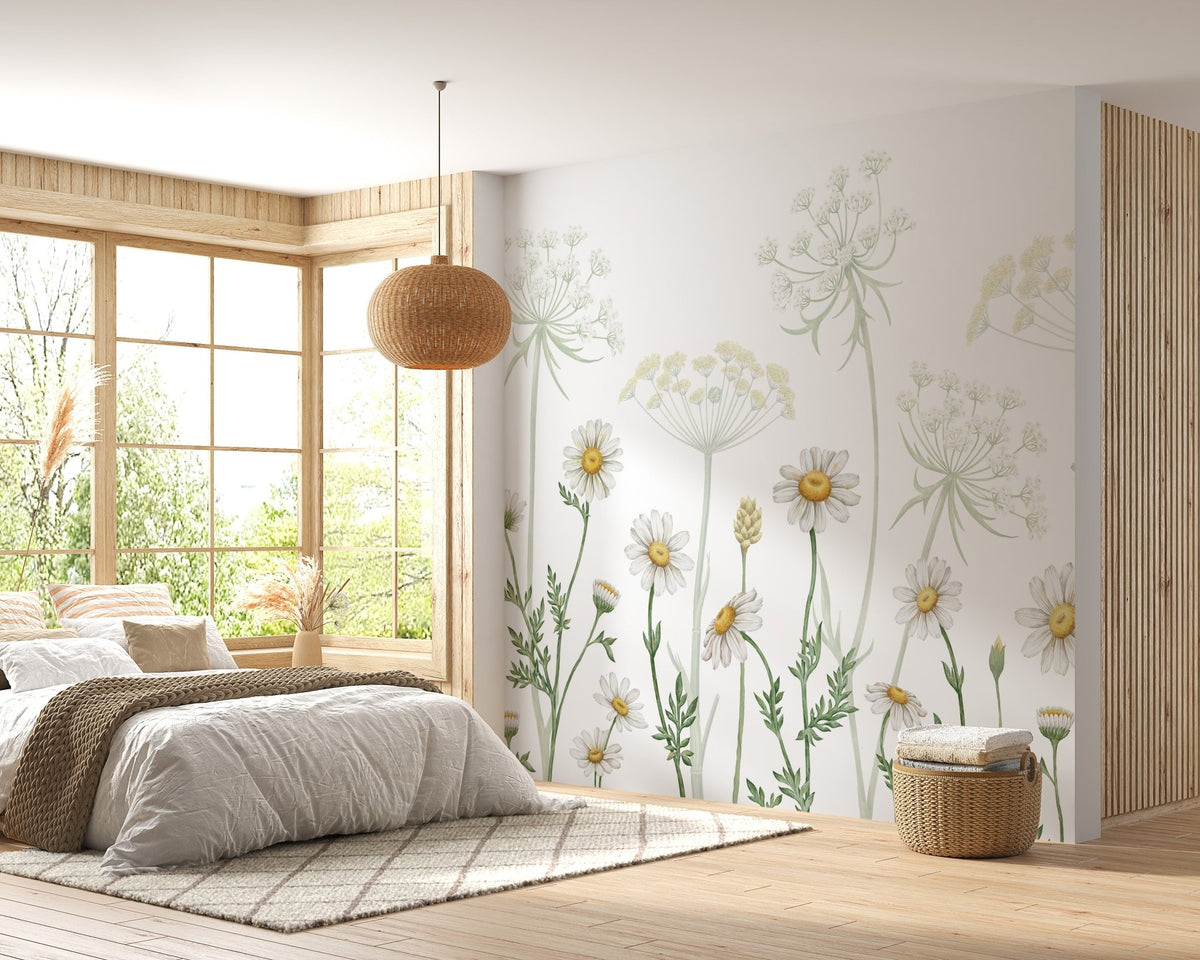 Dazzling Daisies Botanical Wallpaper Mural for Cheerful Walls