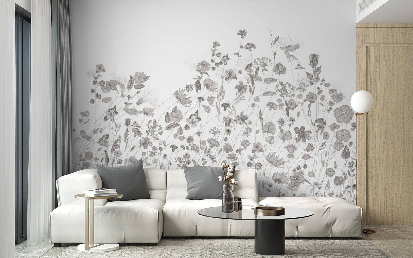 Delicate Wildflower Wallpaper Mural - Wallanza