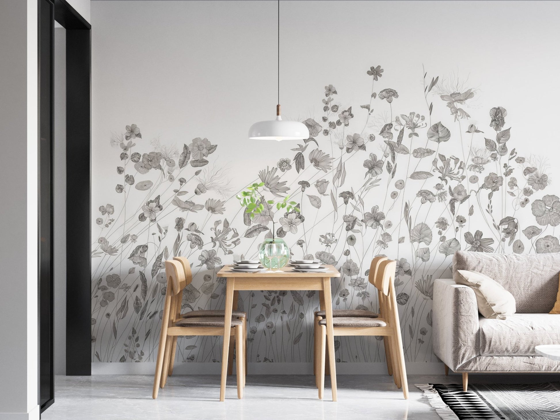 Delicate Wildflower Wallpaper Mural - Wallanza