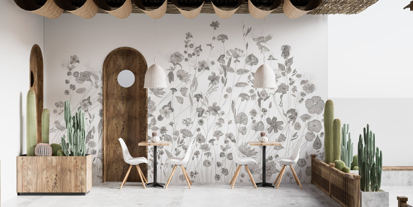 Delicate Wildflower Wallpaper Mural - Wallanza